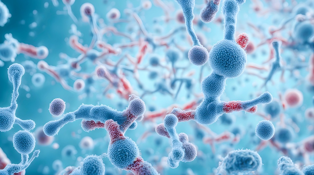 Digital render of cells interacting