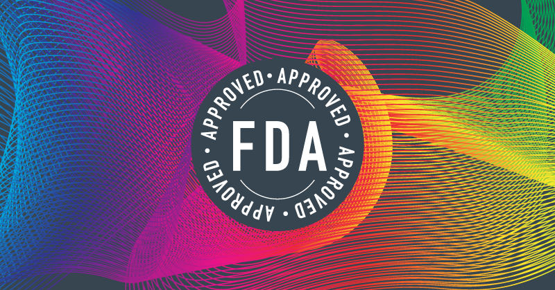 Graphic with text, FDA Approved