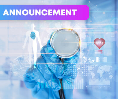 Photo of stethoscope with digital overlay of health data and text: Announcement