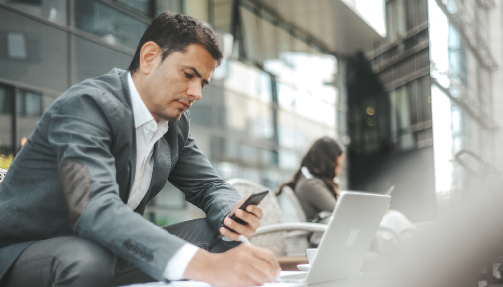 Insurance agent writing an report