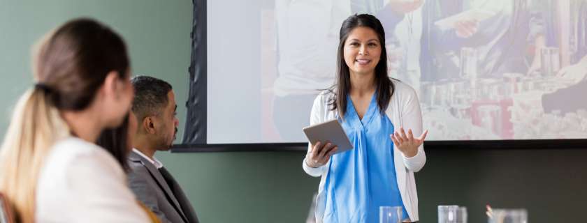woman giving a presentation