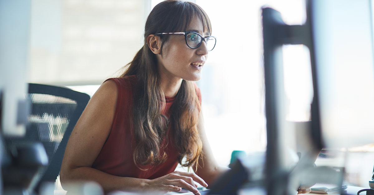 woman sitting at desk