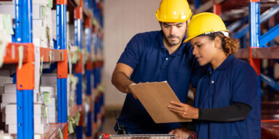 man and woman warehouse worker